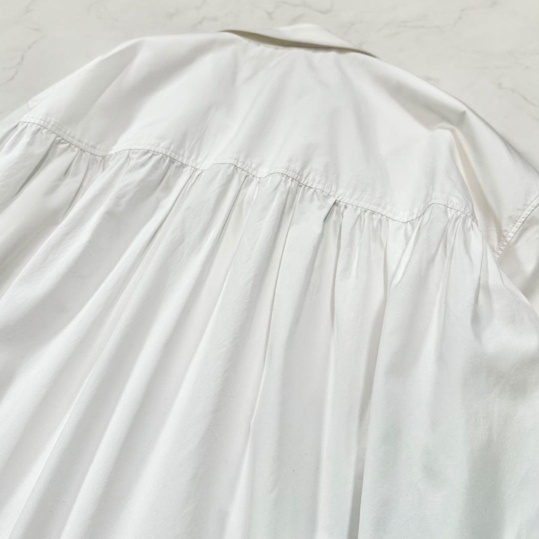 MARNI 2024年製 バックタック ギャザーコットンシャツ 前後ヘム 白38