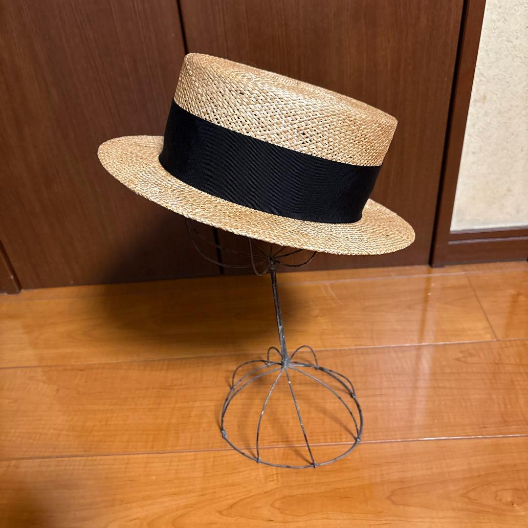 S.⭐︎カシラ　カンカン帽　黒リボン　Mサイズ