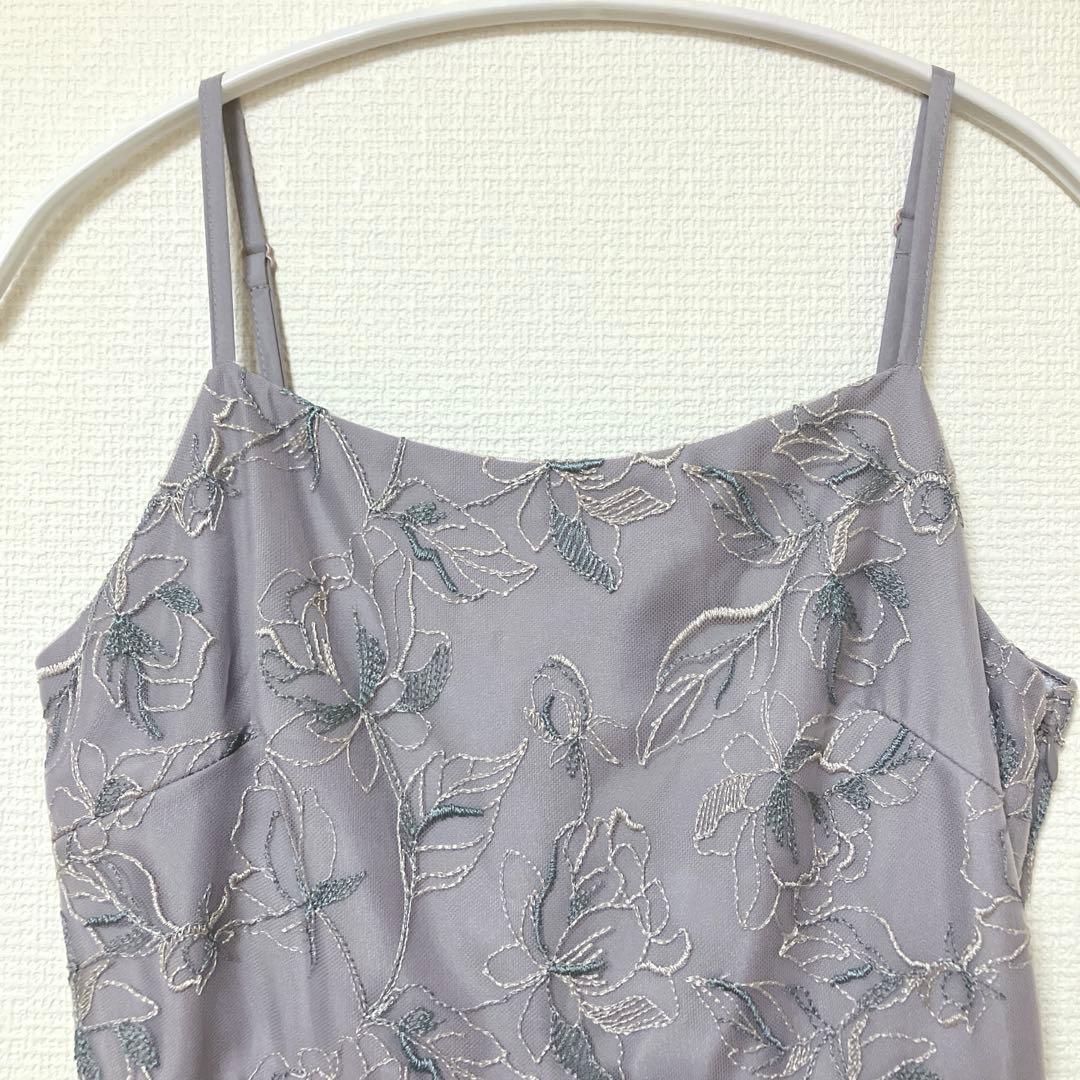 美品　人気　カナ　シャーリングスリーブ総レースフェミニンパーティードレス M