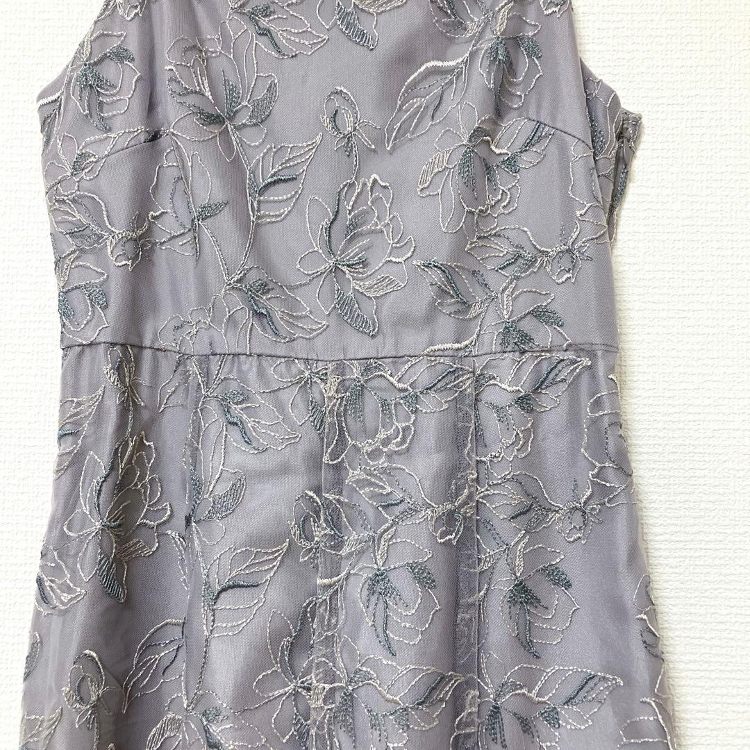 美品　人気　カナ　シャーリングスリーブ総レースフェミニンパーティードレス M