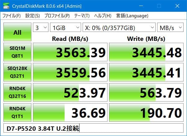 Intel DC SSD D7-P5520 3.84TB U.2 中古