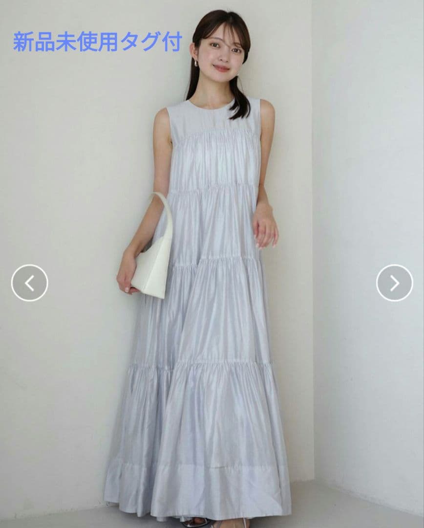 anuans　テンセルリッチオーガンティアードワンピース　アイスブルーMサイズ