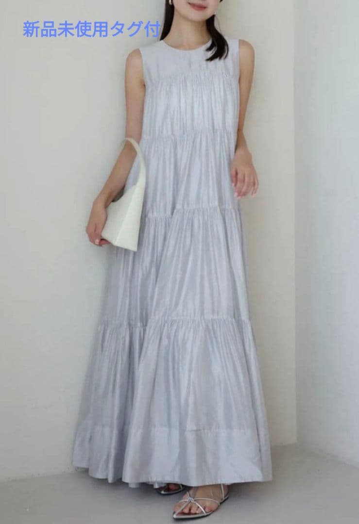 anuans　テンセルリッチオーガンティアードワンピース　アイスブルーMサイズ