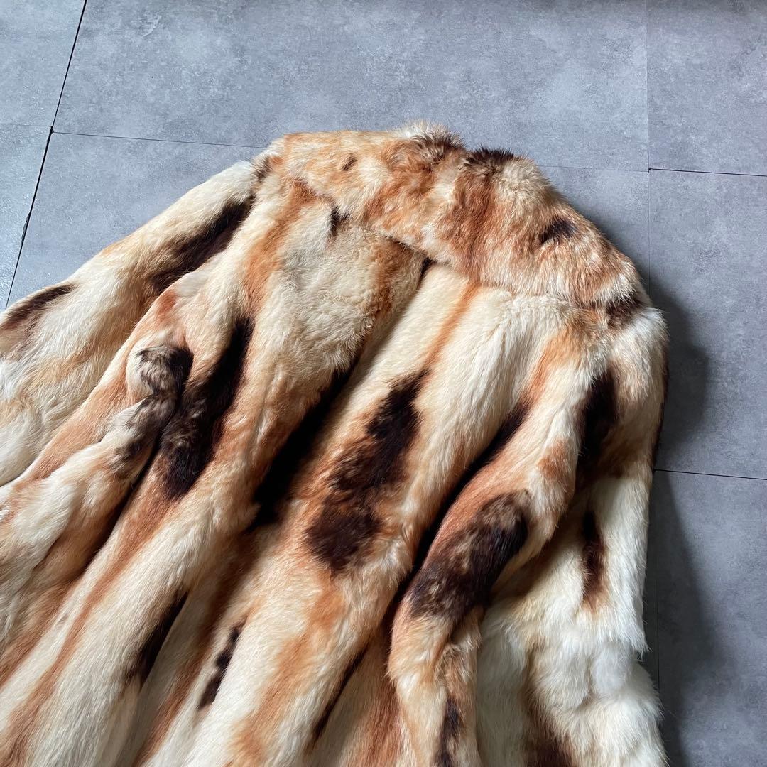 毛並み◎ 超希少❣️高級ミンク　本毛皮　ミンク　ファーコート　アニマル柄　着丈74