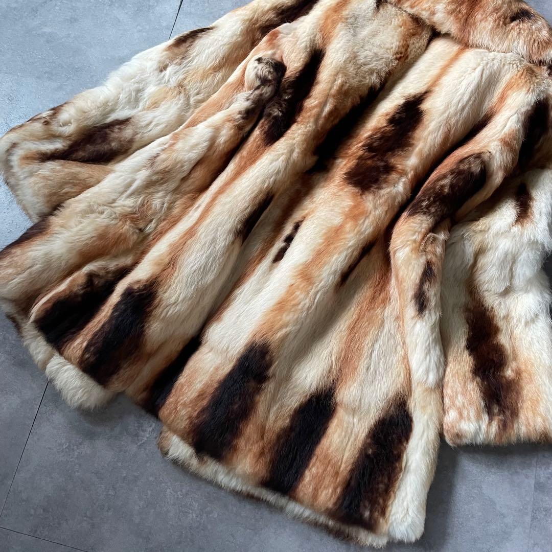 毛並み◎ 超希少❣️高級ミンク　本毛皮　ミンク　ファーコート　アニマル柄　着丈74