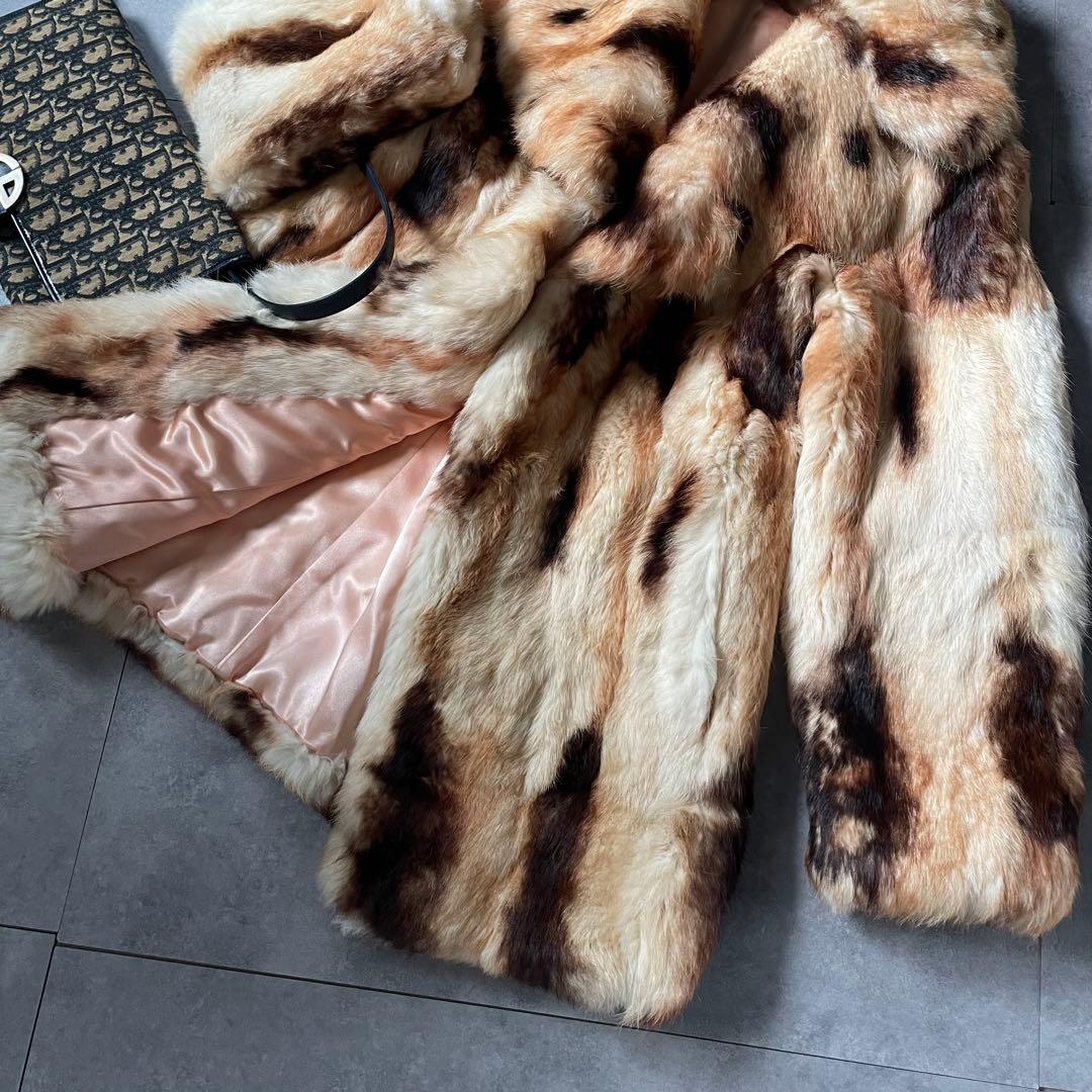 毛並み◎ 超希少❣️高級ミンク　本毛皮　ミンク　ファーコート　アニマル柄　着丈74