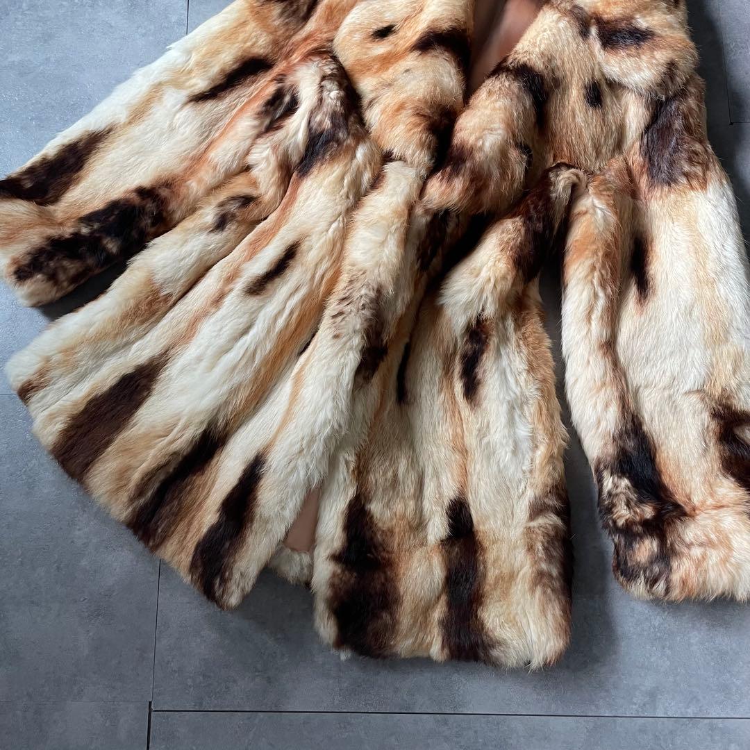 毛並み◎ 超希少❣️高級ミンク　本毛皮　ミンク　ファーコート　アニマル柄　着丈74