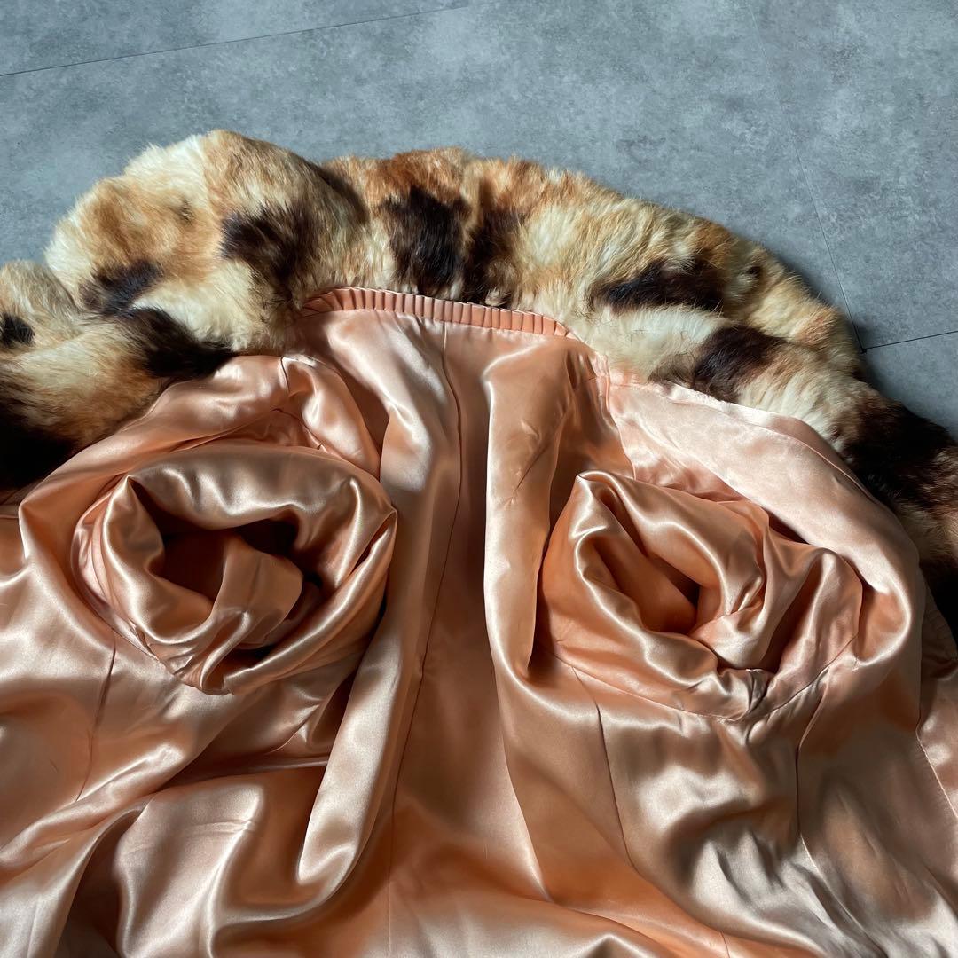 毛並み◎ 超希少❣️高級ミンク　本毛皮　ミンク　ファーコート　アニマル柄　着丈74