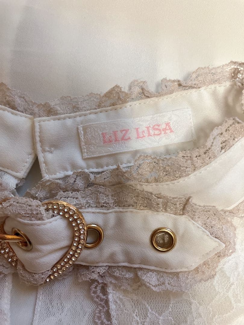 LIZ LISA 3つリボン チョーカーブラウス 白×ピンク