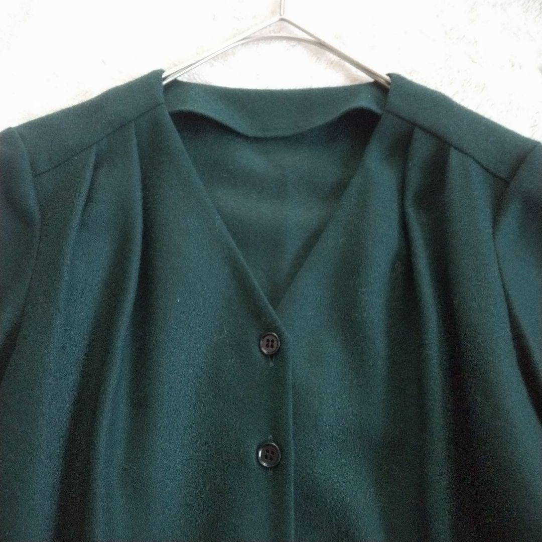 【アナイ】ウール ジョーゼット Vネック ワンピース ロング ベルト Aライン