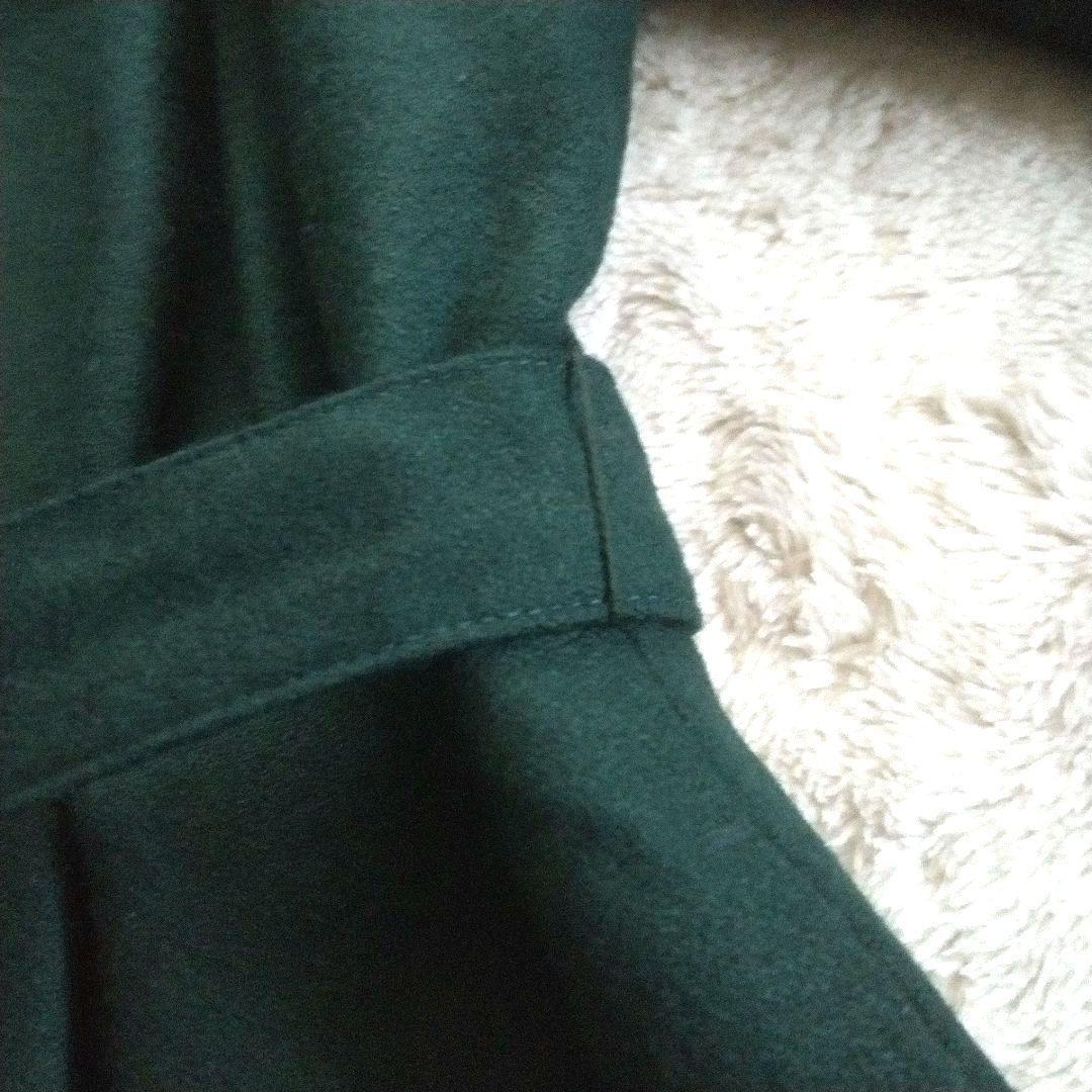 【アナイ】ウール ジョーゼット Vネック ワンピース ロング ベルト Aライン