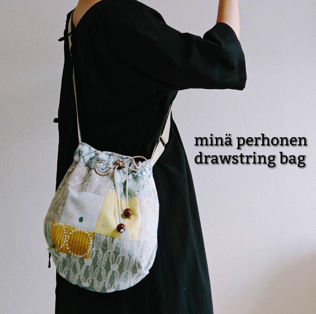 【再販ナシ】W ミナペルホネン ドローストリングバッグ 巾着バッグ アネモネ