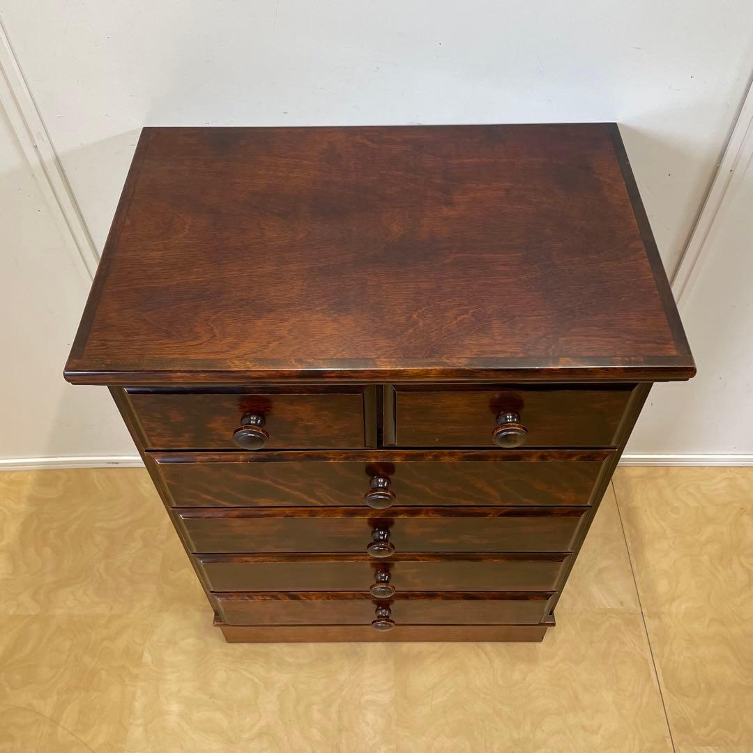 民芸家具 5段チェスト 長谷川家具 旭川家具 引き出し 電話台 タンス 箪笥