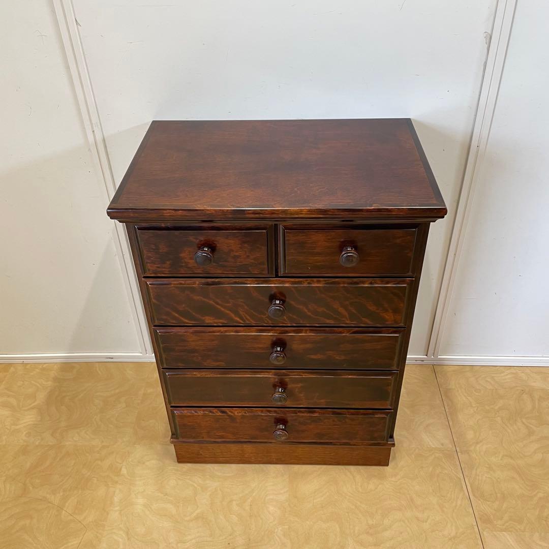 民芸家具 5段チェスト 長谷川家具 旭川家具 引き出し 電話台 タンス 箪笥