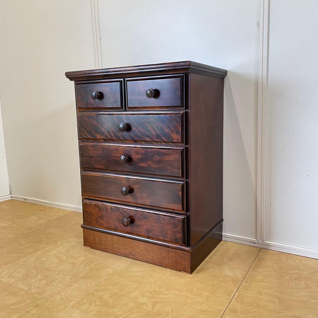 民芸家具 5段チェスト 長谷川家具 旭川家具 引き出し 電話台 タンス 箪笥