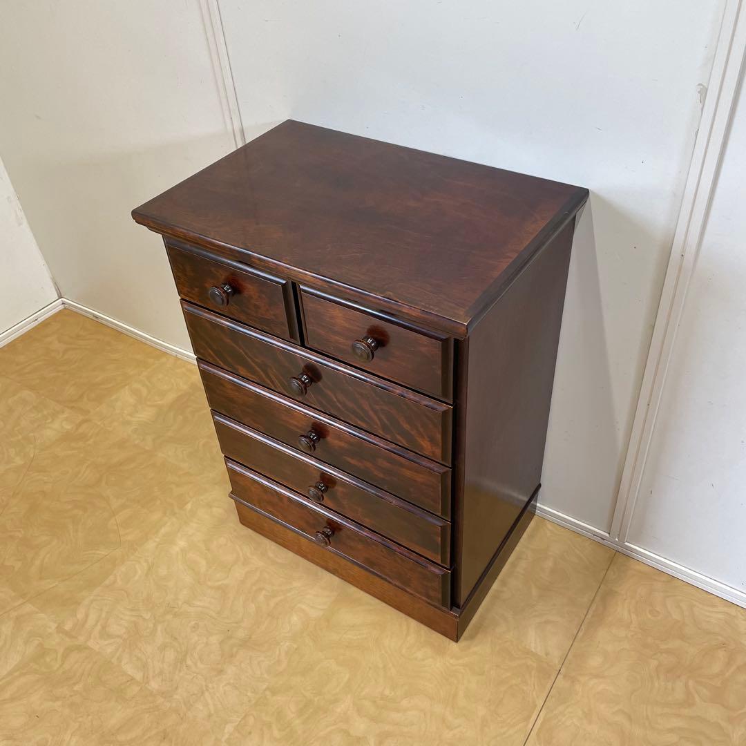 民芸家具 5段チェスト 長谷川家具 旭川家具 引き出し 電話台 タンス 箪笥