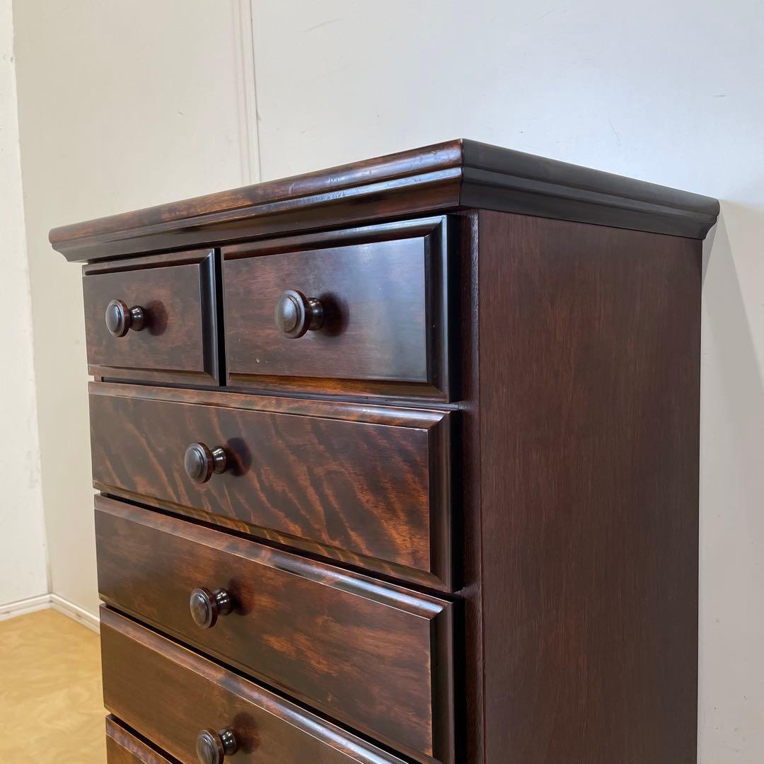 民芸家具 5段チェスト 長谷川家具 旭川家具 引き出し 電話台 タンス 箪笥