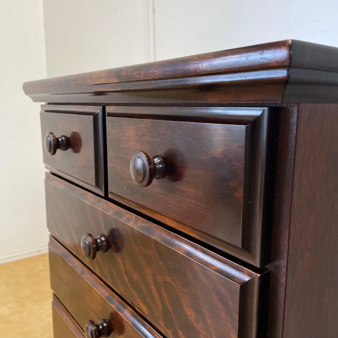 民芸家具 5段チェスト 長谷川家具 旭川家具 引き出し 電話台 タンス 箪笥