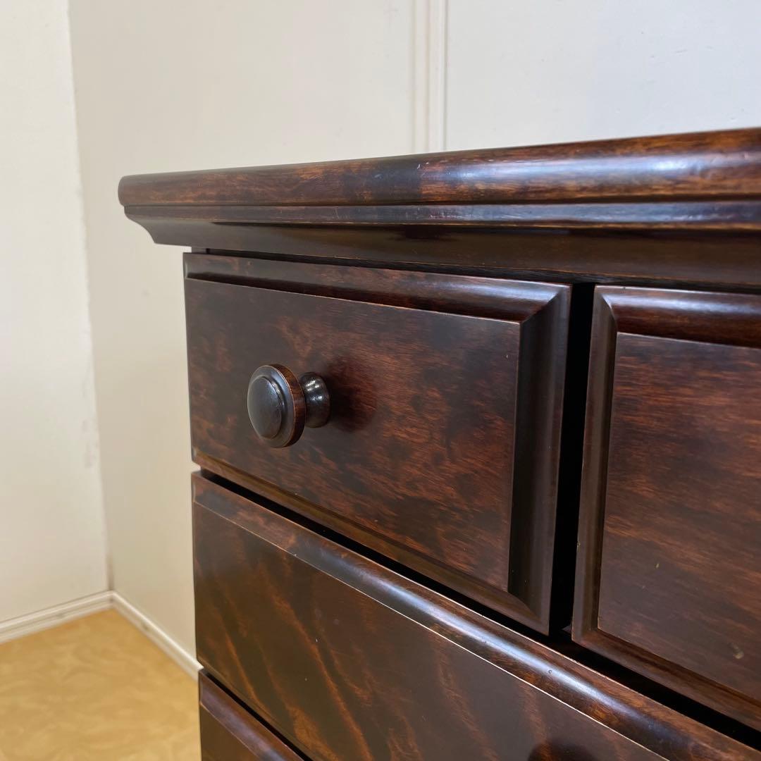 民芸家具 5段チェスト 長谷川家具 旭川家具 引き出し 電話台 タンス 箪笥