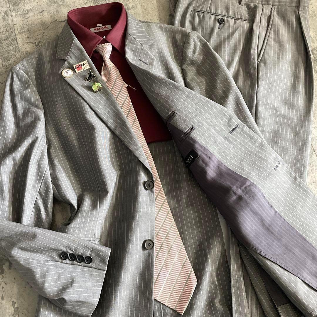 【極美品】 高級シングル ストライプスーツ × ARMANIネクタイ L