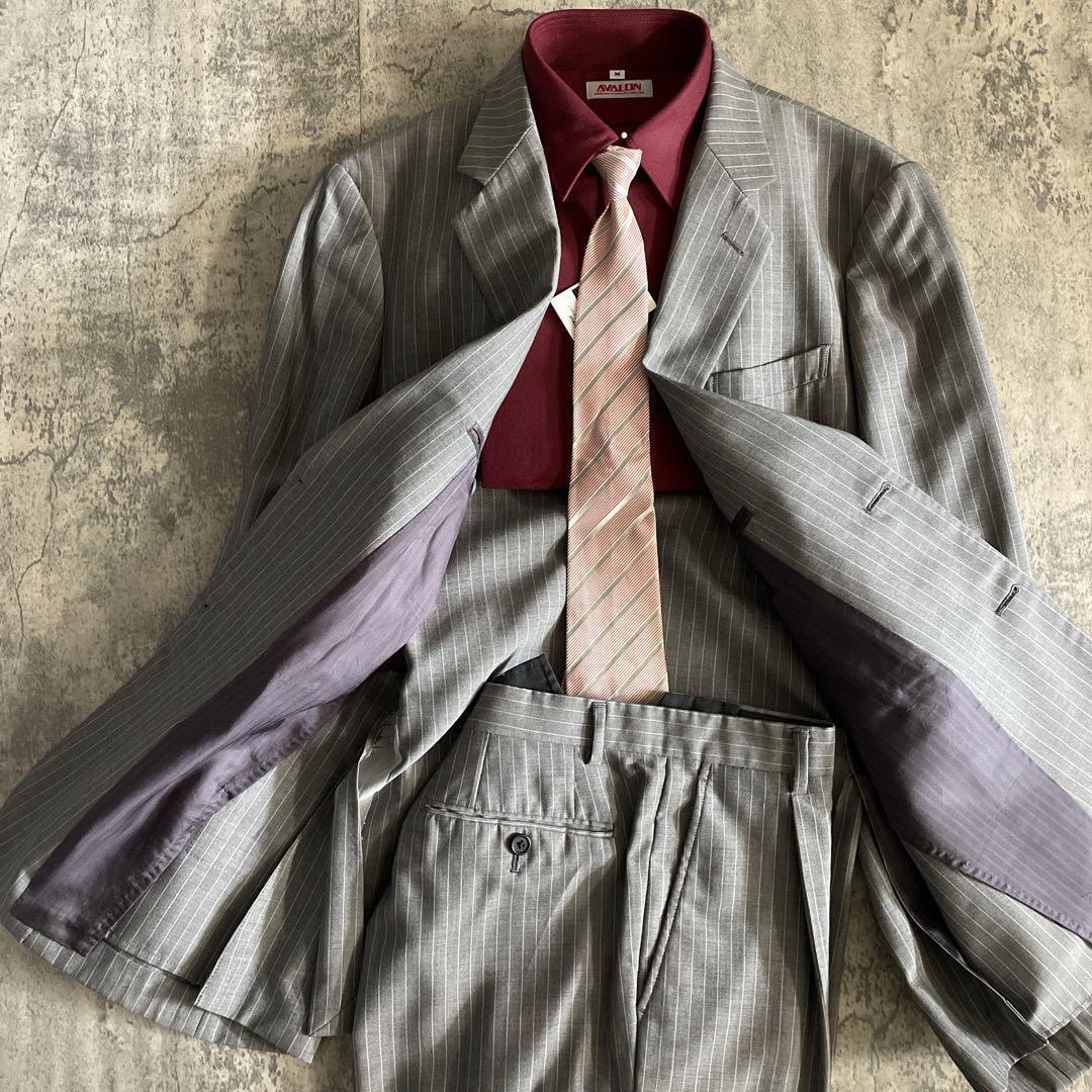 【極美品】 高級シングル ストライプスーツ × ARMANIネクタイ L