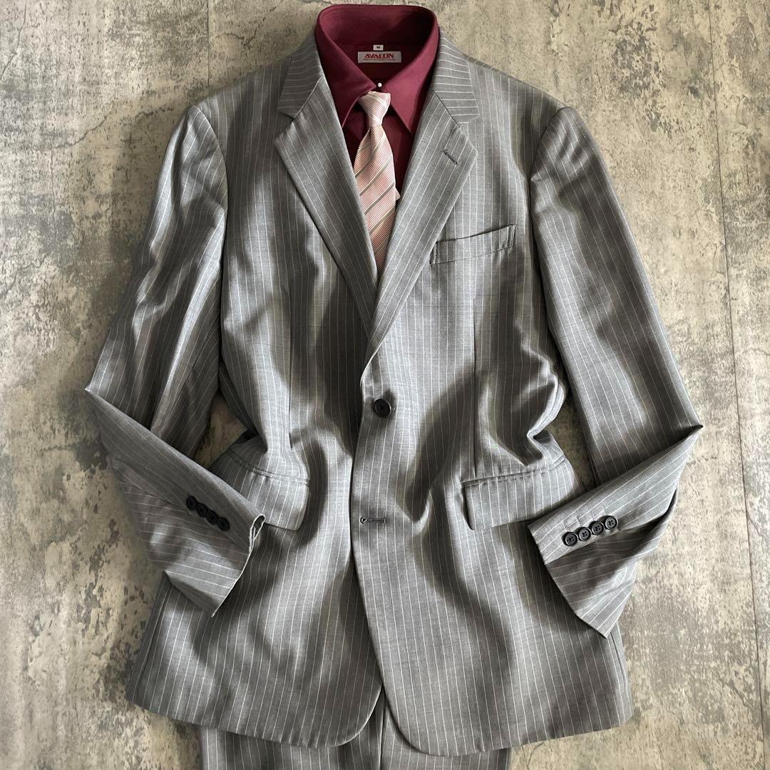 【極美品】 高級シングル ストライプスーツ × ARMANIネクタイ L