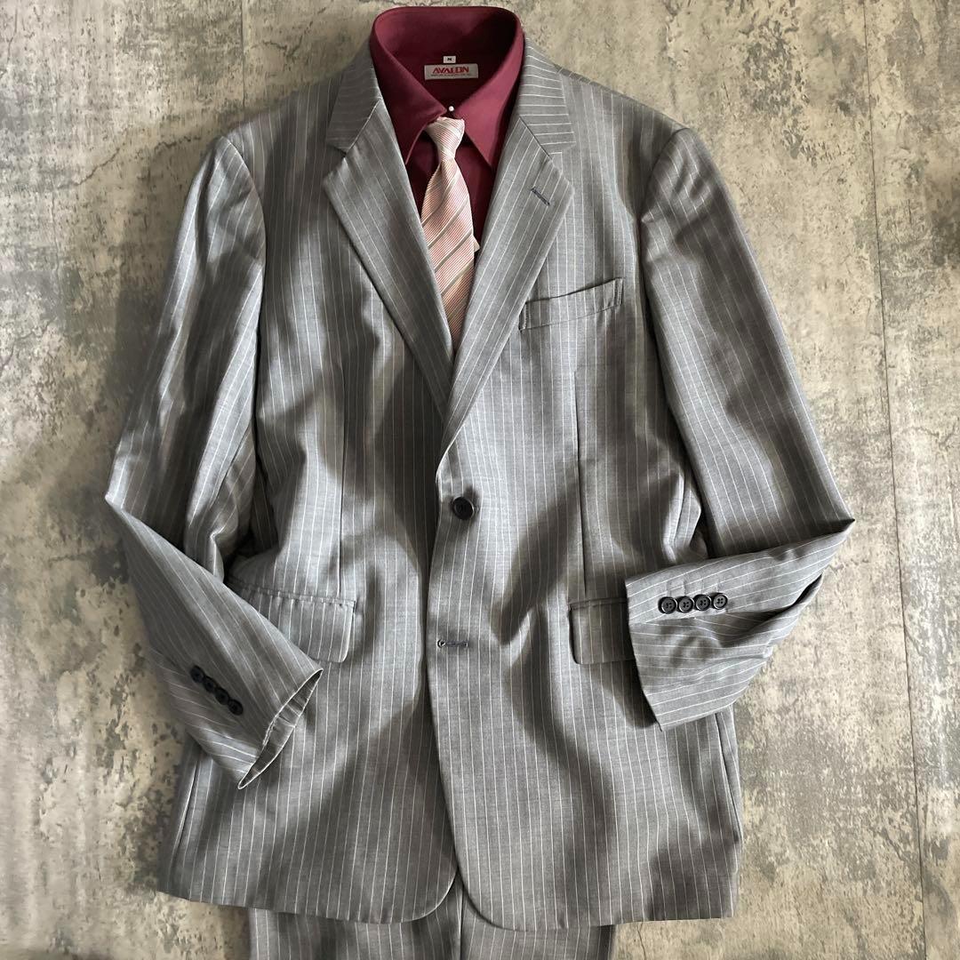 【極美品】 高級シングル ストライプスーツ × ARMANIネクタイ L