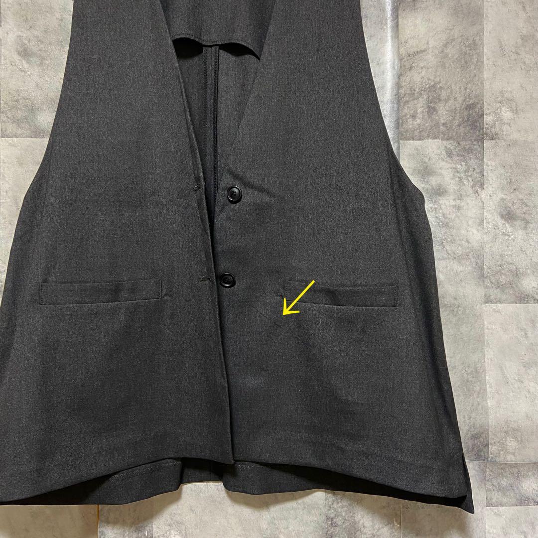 【mizuiroind】ディープVネックワイドベスト FREE チャコールグレー