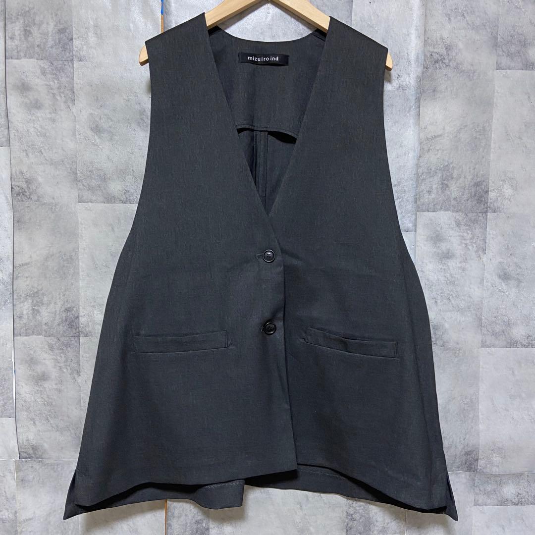 【mizuiroind】ディープVネックワイドベスト FREE チャコールグレー