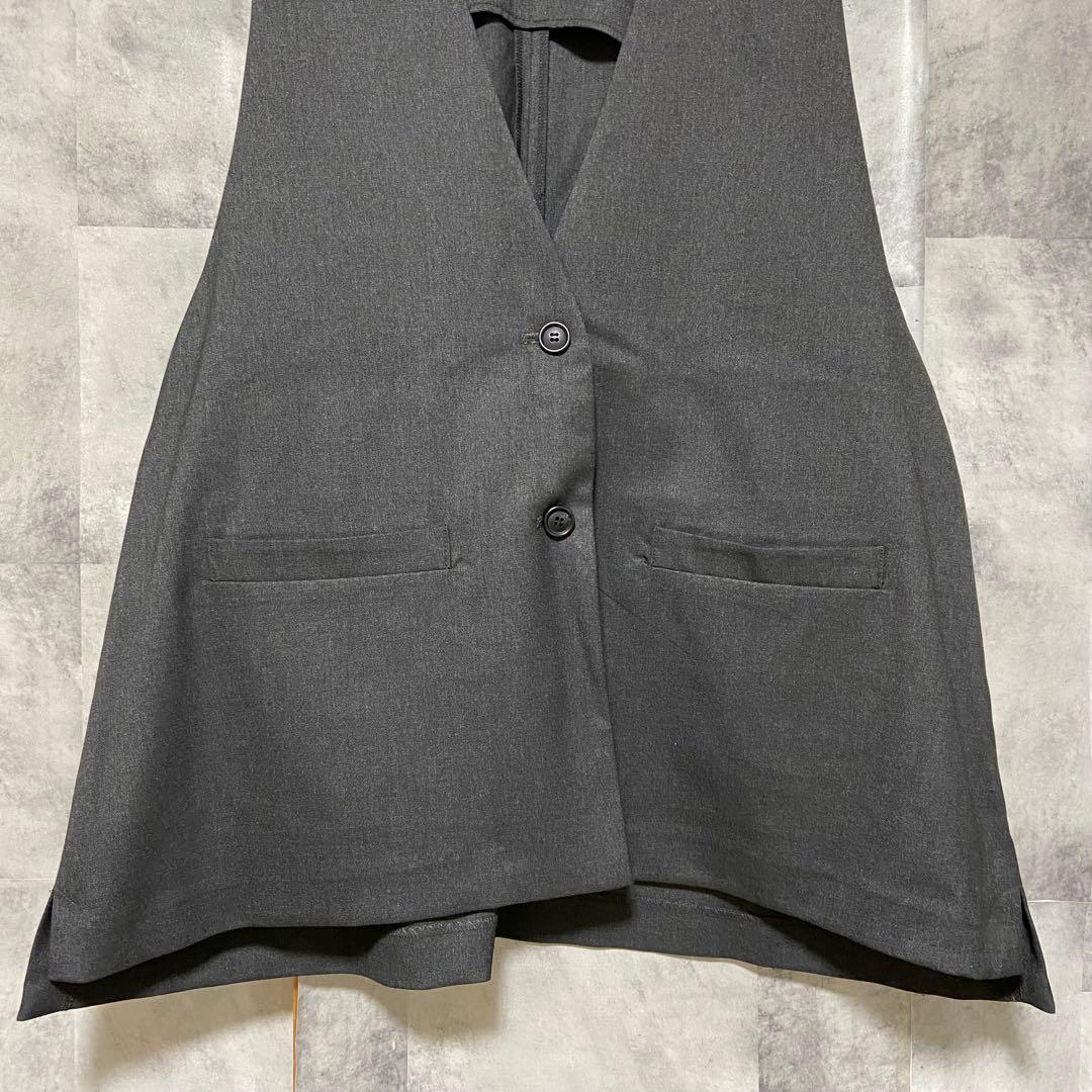 【mizuiroind】ディープVネックワイドベスト FREE チャコールグレー