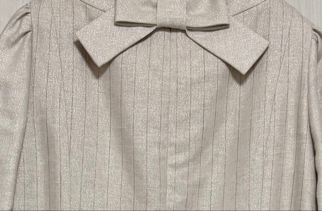 エムズグレイシー❤︎春に　後ろリボンラメ入り麻素材ワンピース　42