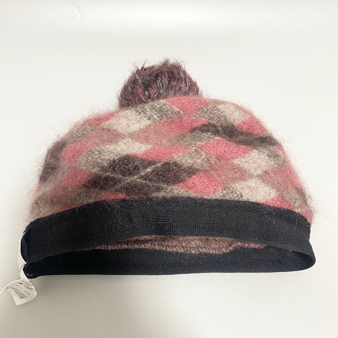 VivienneWestwood ニット帽 チェック柄 ポンポン付き 防寒