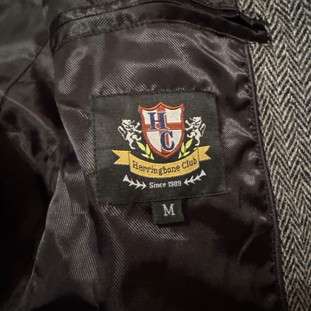 グレー ヘリンボーン スーツ　テーラードジャケット harris tweed