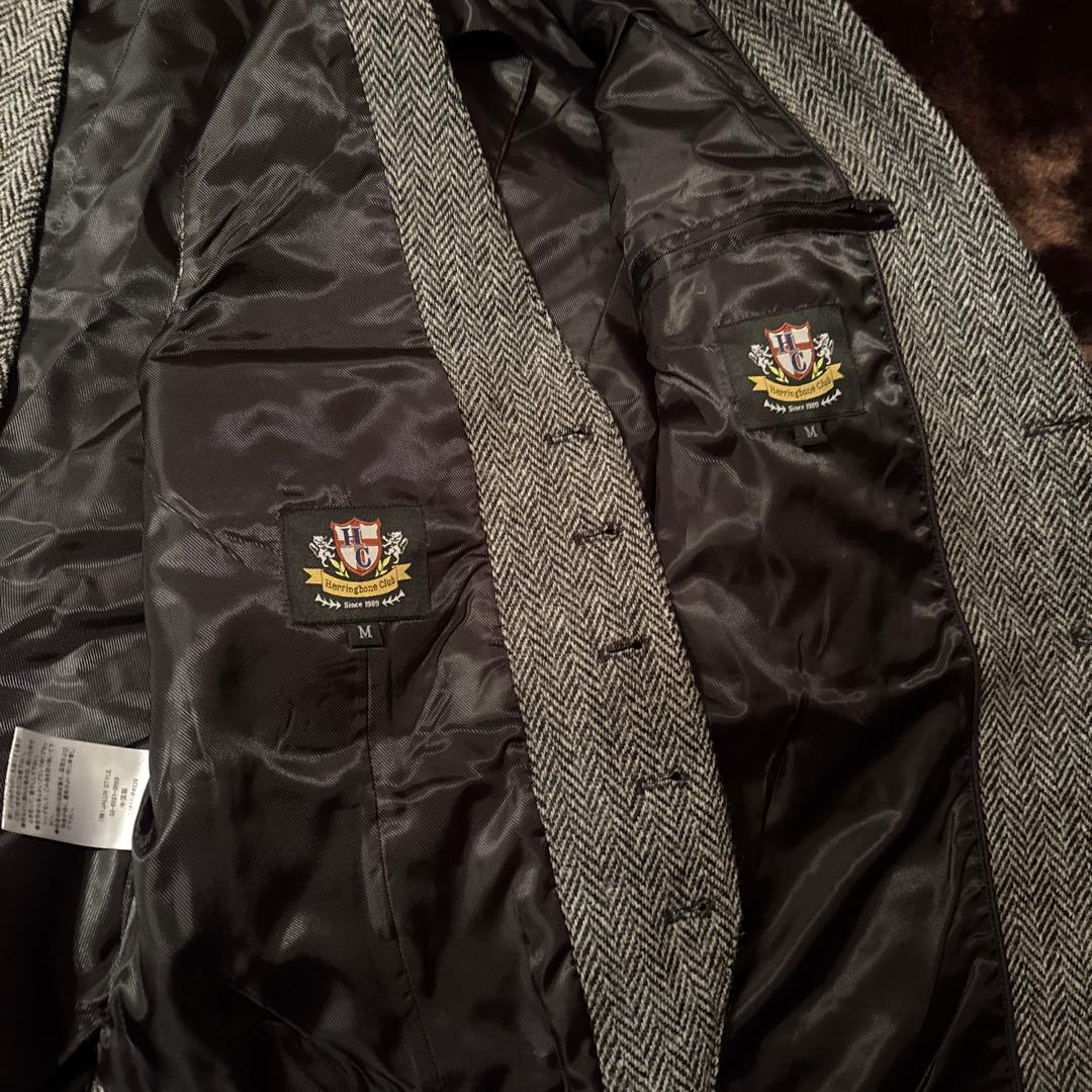 グレー ヘリンボーン スーツ　テーラードジャケット harris tweed