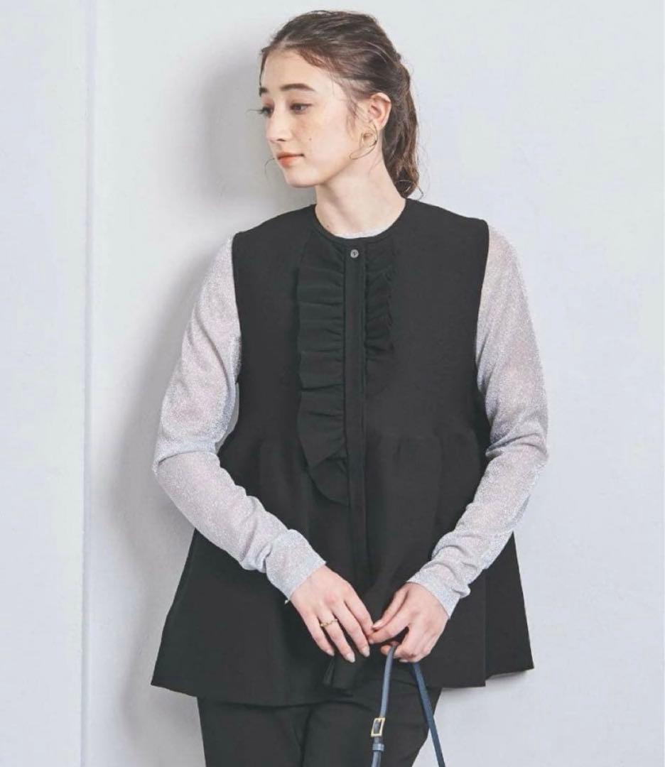 未使用 UNITED ARROWS P イレギュラーフリル ベスト ブラック