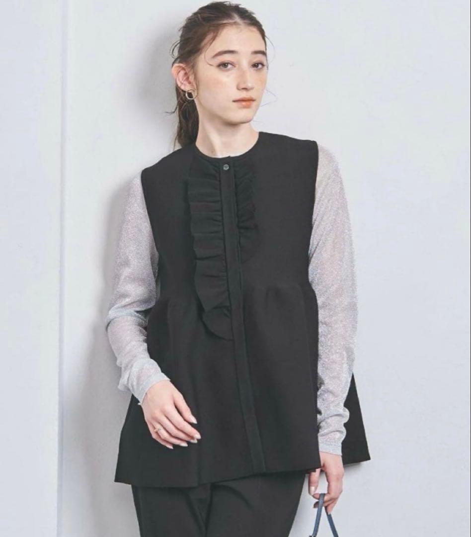 未使用 UNITED ARROWS P イレギュラーフリル ベスト ブラック