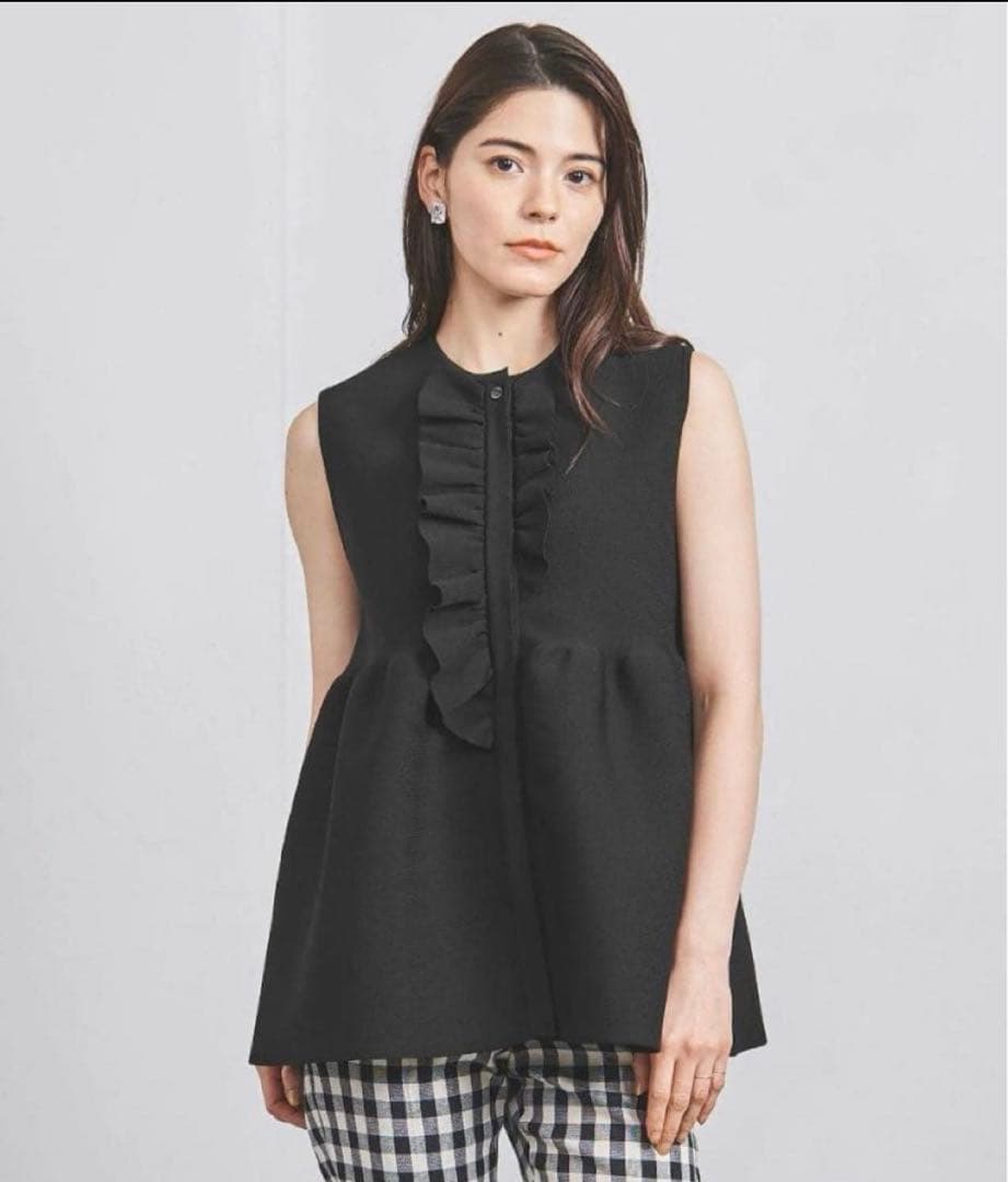 未使用 UNITED ARROWS P イレギュラーフリル ベスト ブラック