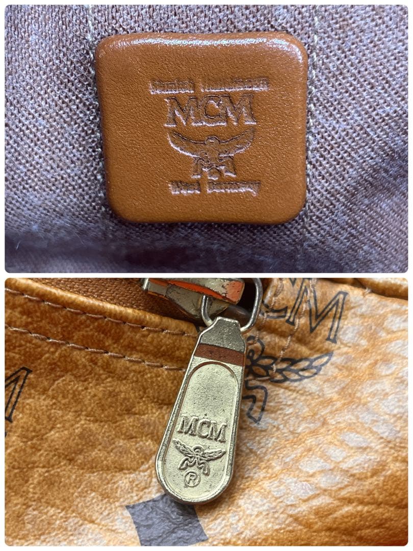 【美品】MCM ヴィセトス柄 ウエストポーチ ロゴ ゴールド金具 レザー