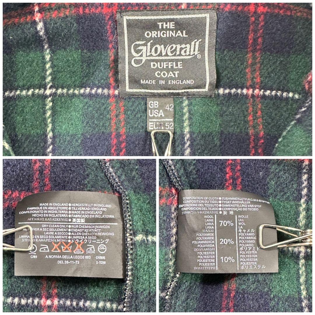 大きいサイズ【Gloverall】ダッフルコート ロング 英国製 裏地チェック