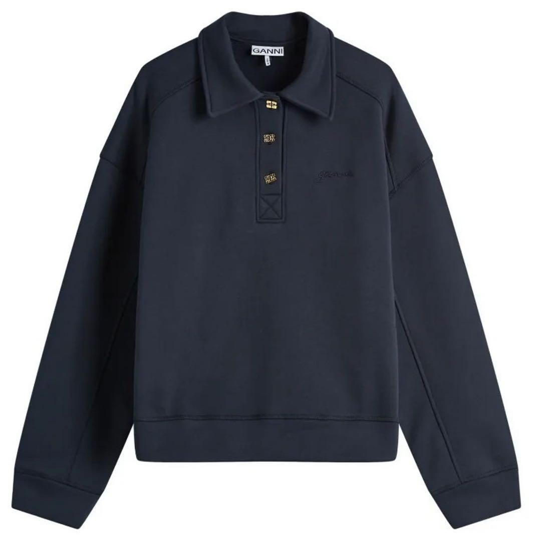 トップス GANNI Heavy Fleece Drop Shoulder Polo
