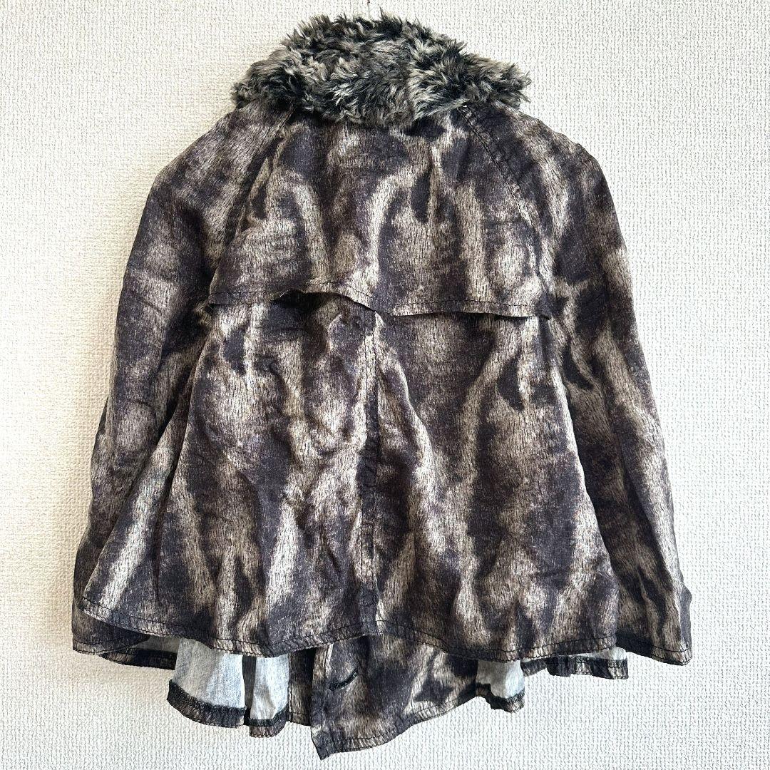 【美品】コムデギャルソン ファー ヒョウ柄 ポンチョ ジャケット XS