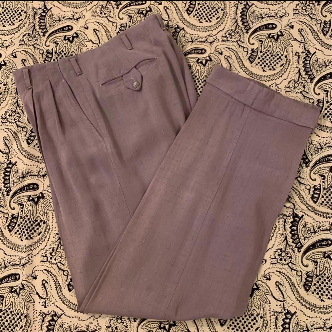 チ*ン様 50s 60s レーヨン ギャバジン スラックス 絣