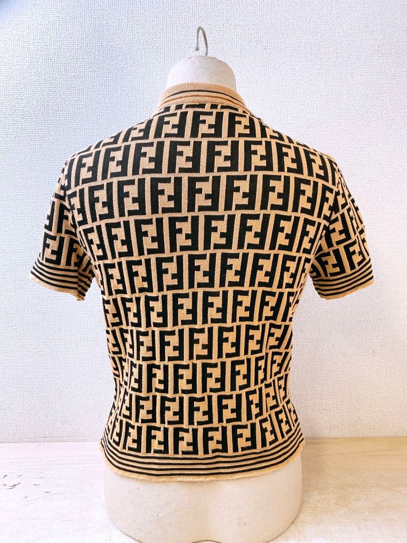 FENDI フェンディ ズッカ柄 ニット 半袖 ポロシャツ レディースITALY