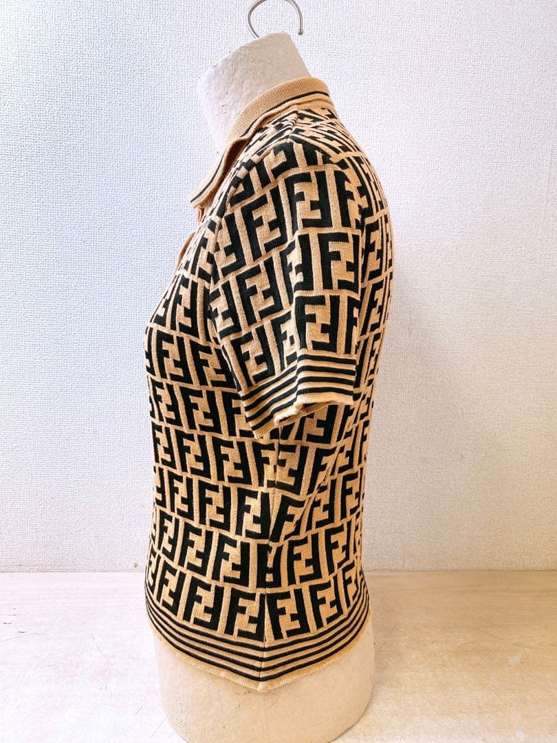 FENDI フェンディ ズッカ柄 ニット 半袖 ポロシャツ レディースITALY