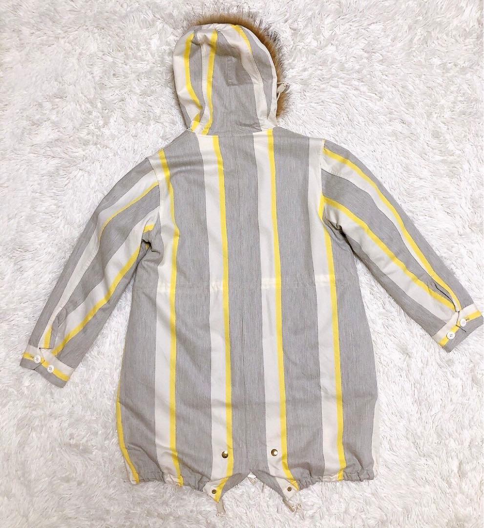 まっきゃん フレッドペリーミントデザインズモッズ コートストライプ ファー