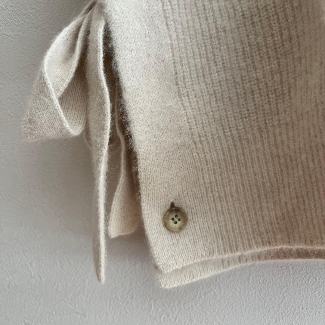 定価3.96万 ビアズリー ファーヤーンニットポンチョ アイボリー 上質ニット