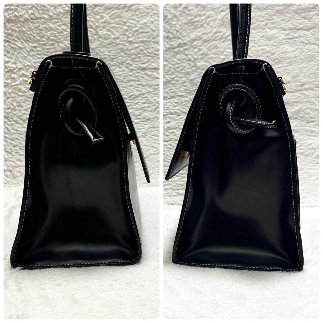 VASIC BEE スムースレザー 2way ワンハンドバッグ 肩掛け ブラック