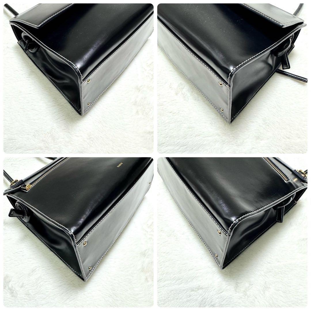 VASIC BEE スムースレザー 2way ワンハンドバッグ 肩掛け ブラック