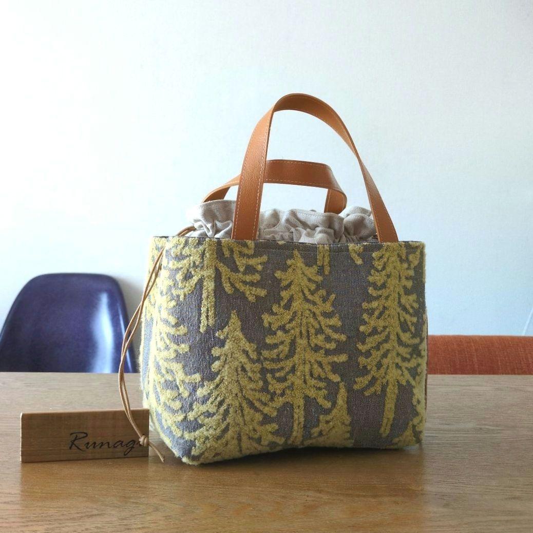 【1575】あおりポケットの巾着バッグ＊ミナペルホネン