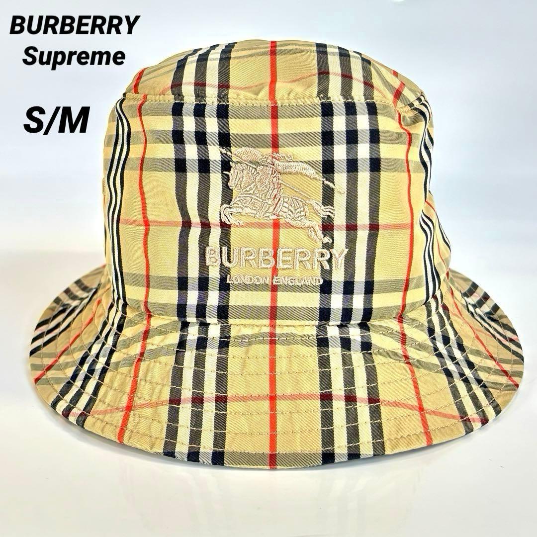極美品 BURBERRY × Supreme ノバチェック バケットハット 帽子